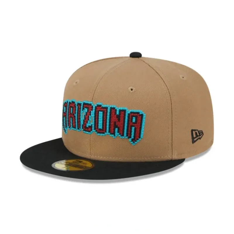 Outlet Arizona Diamondbacks Classic 8Bit Wordmark 59FIFTY Fitted Hat - KTGCaps - Baseball caps for various teams, purchased online at a discount Caps