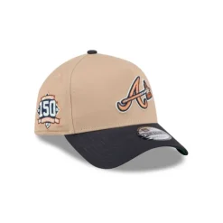 Sale Atlanta Braves Beige Khaki 9FORTY AFrame Snapback Hat - KTGCaps - Baseball caps for various teams, purchased online at a discount Caps
