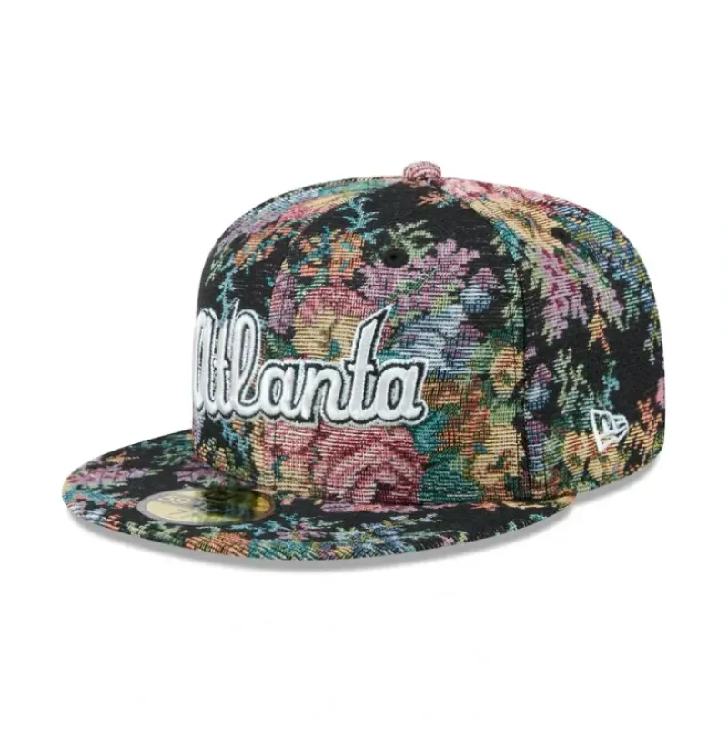 Online Atlanta Braves Jacquard Pattern 59FIFTY Fitted Hat - KTGCaps - Baseball caps for various teams, purchased online at a discount Caps