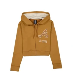 Clearance Atlanta Braves Light Bronze Logo Select Womens FullZip Hoodie - KTGCaps - Baseball caps for various teams, purchased online at a discount Caps