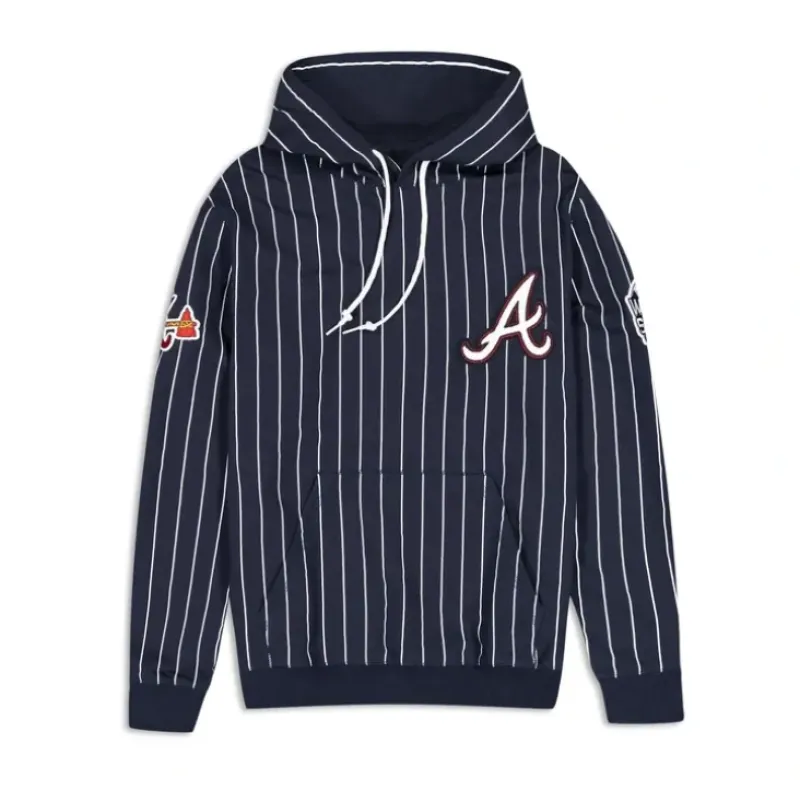 Sale Atlanta Braves Logo Select Pinstripe Hoodie - KTGCaps - Baseball caps for various teams, purchased online at a discount Caps