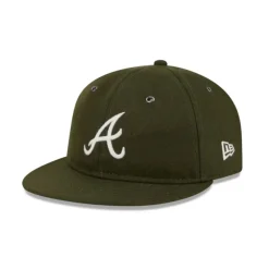 Best Sale Atlanta Braves New Olive Wool Retro Crown 59FIFTY Fitted Hat - KTGCaps - Baseball caps for various teams, purchased online at a discount Caps
