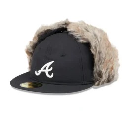 Best Sale Atlanta Braves Winter Dog Ear Retro Crown 59FIFTY Fitted Hat - KTGCaps - Baseball caps for various teams, purchased online at a discount Caps