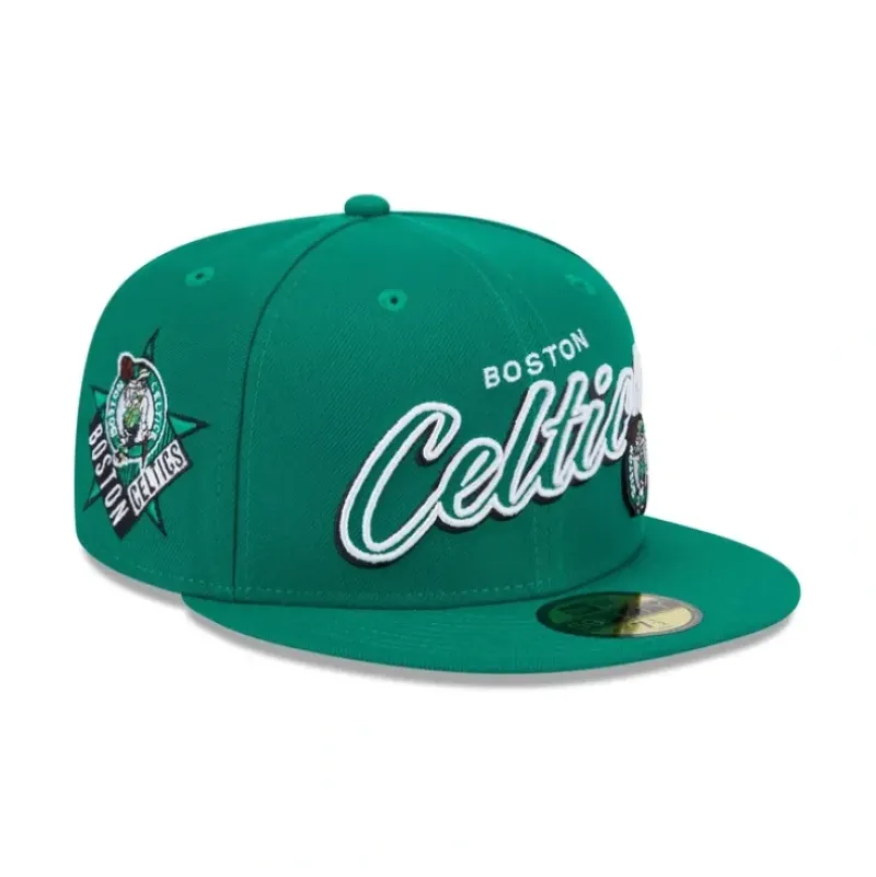 Sale Boston Celtics Script Sided 59FIFTY Fitted Hat - KTGCaps - Baseball caps for various teams, purchased online at a discount Caps