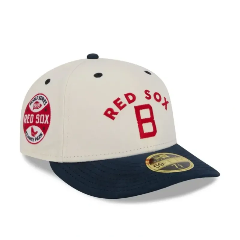 Clearance Boston Red Sox Vintage Stack Low Profile 59FIFTY Fitted Hat - KTGCaps - Baseball caps for various teams, purchased online at a discount Caps