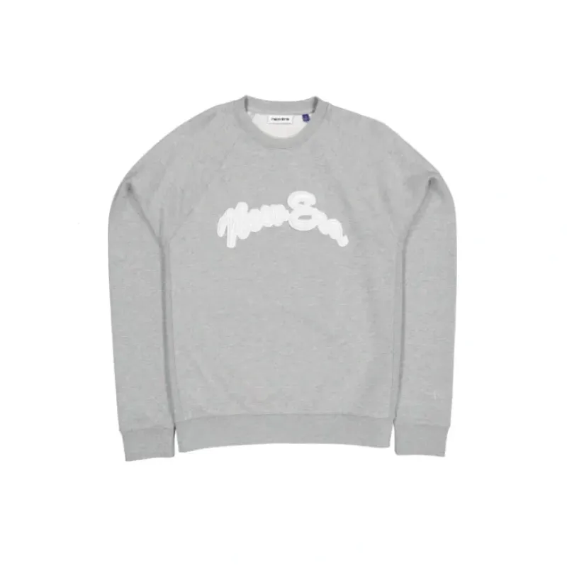 Store Brand New Era Arch Script Heather Gray Crewneck - KTGCaps - Baseball caps for various teams, purchased online at a discount Caps