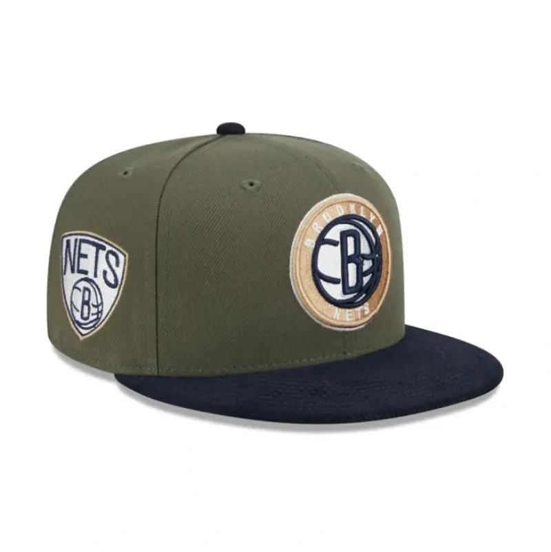 Outlet Brooklyn Nets Olive Green 59FIFTY Fitted Hat - KTGCaps - Baseball caps for various teams, purchased online at a discount Caps