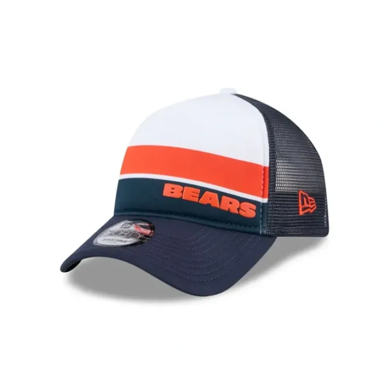 Shop Chicago Bears Color Block 9FORTY AFrame Trucker Snapback Hat - KTGCaps - Baseball caps for various teams, purchased online at a discount Caps