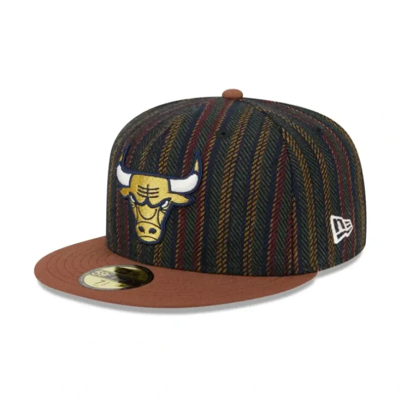 Outlet Chicago Bulls Vintage Herringbone 59FIFTY Fitted Hat - KTGCaps - Baseball caps for various teams, purchased online at a discount Caps