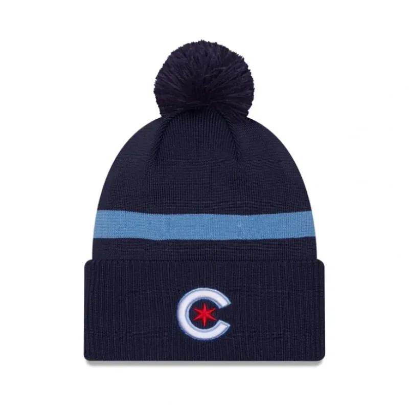 Flash Sale Chicago Cubs City Connect Pom Knit Hat - KTGCaps - Baseball caps for various teams, purchased online at a discount Caps