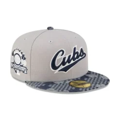 Outlet Chicago Cubs Pattern Denim 59FIFTY Fitted Hat - KTGCaps - Baseball caps for various teams, purchased online at a discount Caps