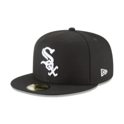 Outlet Chicago White Sox Black and White Basic 59FIFTY Fitted Hat - KTGCaps - Baseball caps for various teams, purchased online at a discount Caps