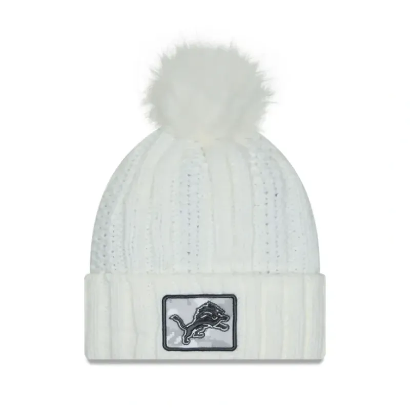 Sale Detroit Lions 2024 Salute to Service Womens Pom Knit Hat - KTGCaps - Baseball caps for various teams, purchased online at a discount Caps