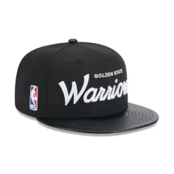 Cheap Golden State Warriors Faux Leather Visor 9FIFTY Snapback Hat - KTGCaps - Baseball caps for various teams, purchased online at a discount Caps