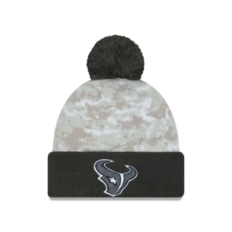 Store Houston Texans 2024 Salute to Service Pom Knit Hat - KTGCaps - Baseball caps for various teams, purchased online at a discount Caps