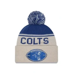 Clearance Indianapolis Colts 2024 Cold Weather Historic Pom Knit Hat - KTGCaps - Baseball caps for various teams, purchased online at a discount Caps