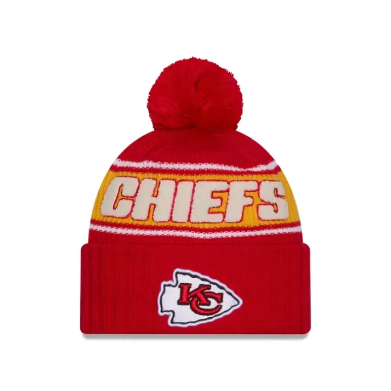 Shop Kansas City Chiefs 2024 Cold Weather Sport Pom Knit Hat - KTGCaps - Baseball caps for various teams, purchased online at a discount Caps