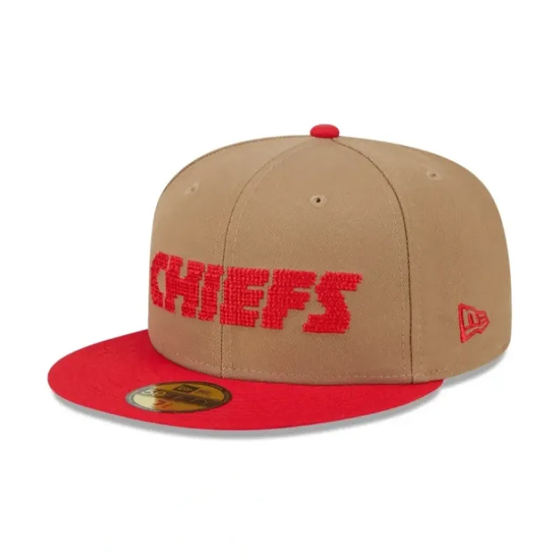 Best Kansas City Chiefs Classic 8Bit Wordmark 59FIFTY Fitted Hat - KTGCaps - Baseball caps for various teams, purchased online at a discount Caps