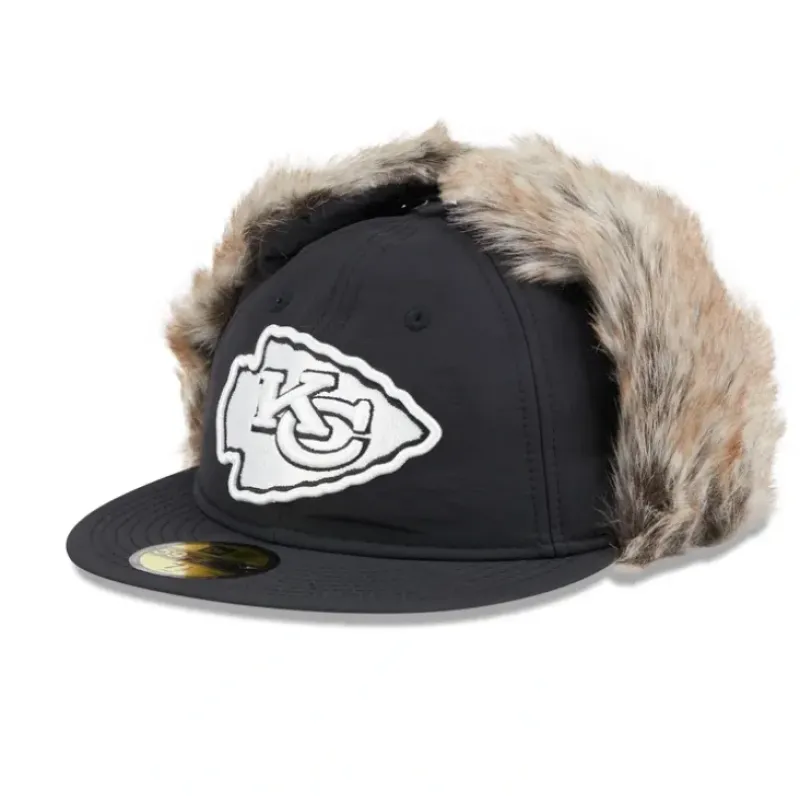 Sale Kansas City Chiefs Winter Dog Ear Retro Crown 59FIFTY Fitted Hat - KTGCaps - Baseball caps for various teams, purchased online at a discount Caps