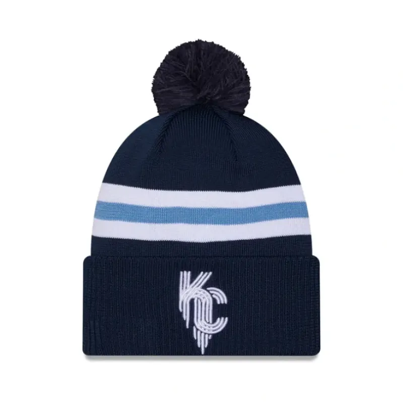 Outlet Kansas City Royals City Connect Pom Knit Hat - KTGCaps - Baseball caps for various teams, purchased online at a discount Caps