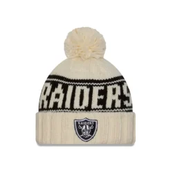 Clearance Las Vegas Raiders 2024 Cold Weather Chrome Pom Knit Hat - KTGCaps - Baseball caps for various teams, purchased online at a discount Caps