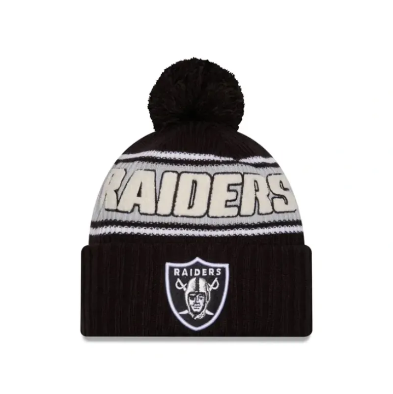 Best Sale Las Vegas Raiders 2024 Cold Weather Sport Pom Knit Hat - KTGCaps - Baseball caps for various teams, purchased online at a discount Caps