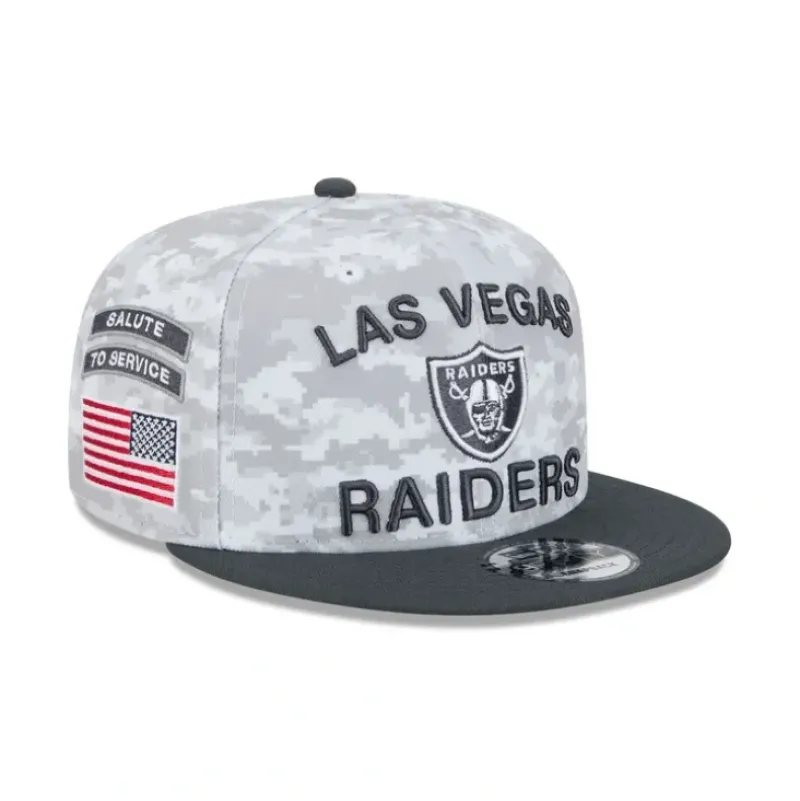 Store Las Vegas Raiders 2024 Salute to Service 9FIFTY Snapback Hat - KTGCaps - Baseball caps for various teams, purchased online at a discount Caps