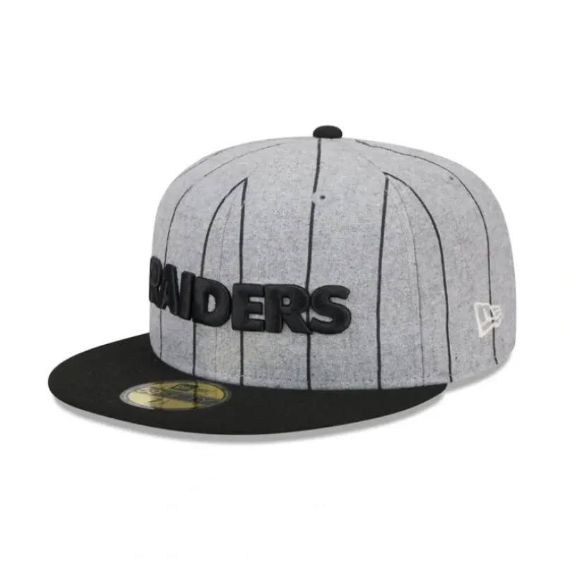 Online Las Vegas Raiders Heather Pinstripe 59FIFTY Fitted Hat - KTGCaps - Baseball caps for various teams, purchased online at a discount Caps