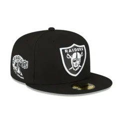 Outlet Las Vegas Raiders Sidepatch Black 59FIFTY Fitted Hat - KTGCaps - Baseball caps for various teams, purchased online at a discount Caps