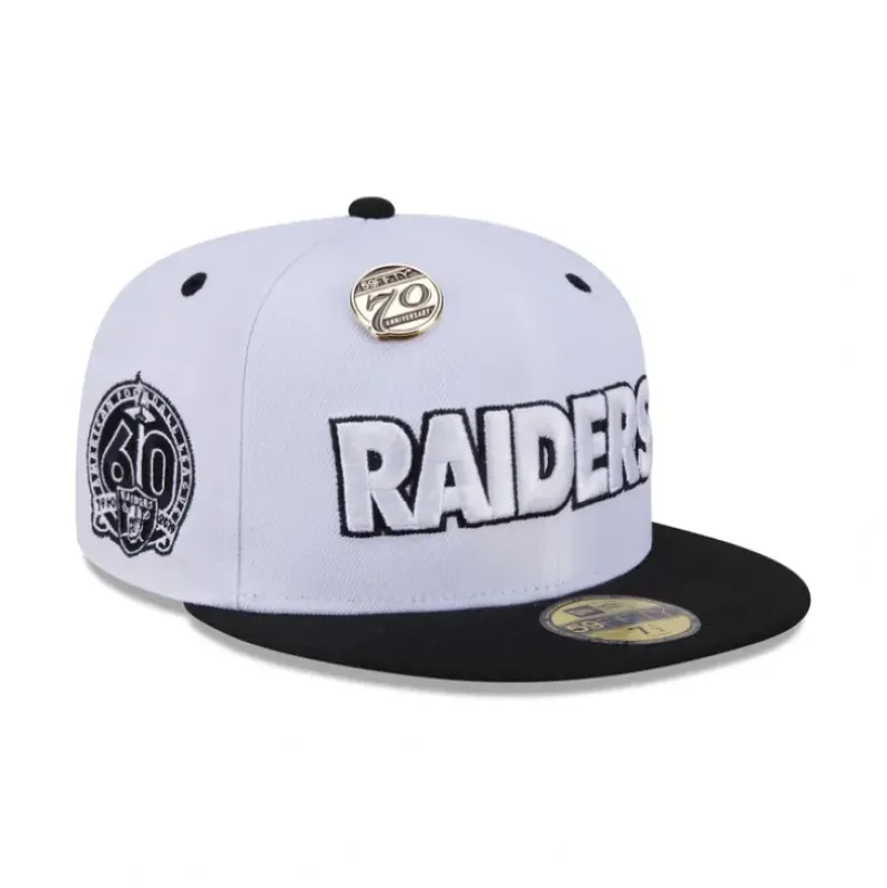 Discount Las Vegas Raiders 70th Anniversary 59FIFTY Fitted Hat - KTGCaps - Baseball caps for various teams, purchased online at a discount Caps