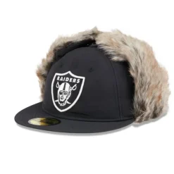 Store Las Vegas Raiders Winter Dog Ear Retro Crown 59FIFTY Fitted Hat - KTGCaps - Baseball caps for various teams, purchased online at a discount Caps
