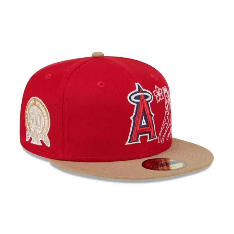 Best Sale Los Angeles Angels Western Khaki 59FIFTY Fitted Hat - KTGCaps - Baseball caps for various teams, purchased online at a discount