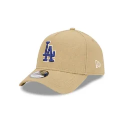 Clearance Los Angeles Dodgers Logo Essentials Khaki 9FORTY AFrame Snapback Hat - KTGCaps - Baseball caps for various teams, purchased online at a discount