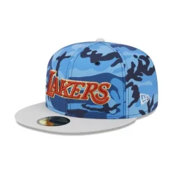 Best Los Angeles Lakers Blue Camo 59FIFTY Fitted Hat - KTGCaps - Baseball caps for various teams, purchased online at a discount