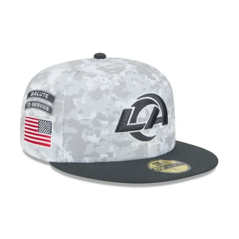 Best Sale Los Angeles Rams 2024 Salute to Service 59FIFTY Fitted Hat - KTGCaps - Baseball caps for various teams, purchased online at a discount