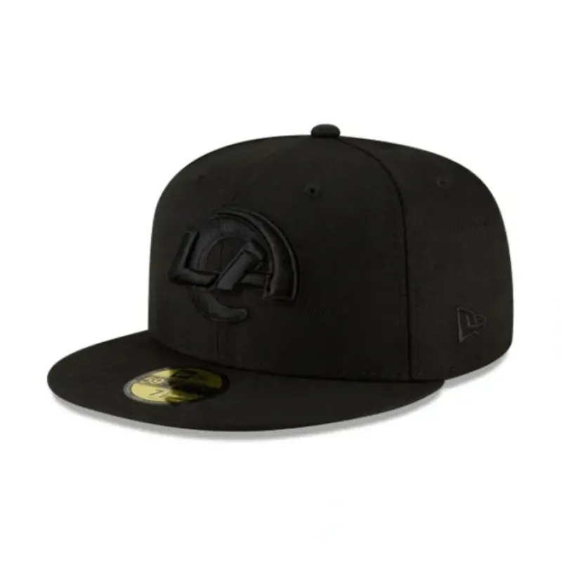 Cheap Los Angeles Rams Black On Black 59FIFTY Fitted Hat - KTGCaps - Baseball caps for various teams, purchased online at a discount