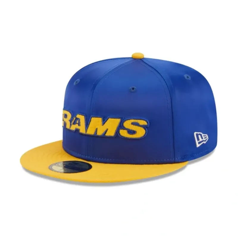 Shop Los Angeles Rams Satin 59FIFTY Fitted Hat - KTGCaps - Baseball caps for various teams, purchased online at a discount