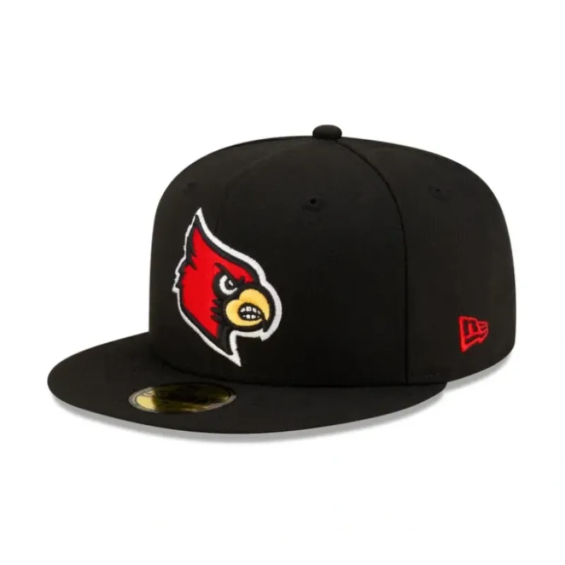 Outlet Louisville Cardinals Black 59FIFTY Fitted Hat - KTGCaps - Baseball caps for various teams, purchased online at a discount