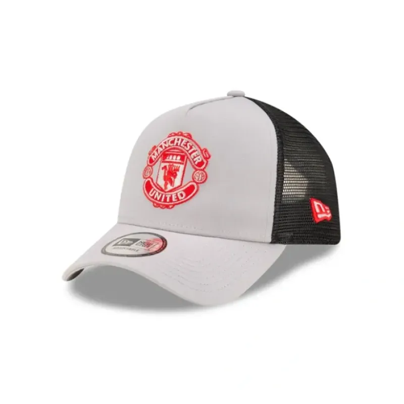 Best Manchester United Seasonal Gray 9FORTY AFrame Trucker Hat - KTGCaps - Baseball caps for various teams, purchased online at a discount