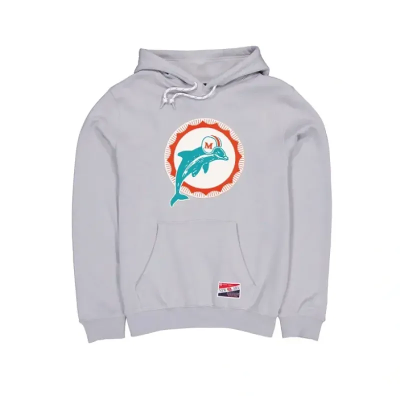 Best Miami Dolphins Throwback Gray Hoodie - KTGCaps - Baseball caps for various teams, purchased online at a discount
