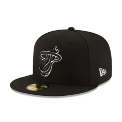 Online Miami Heat Black amp White 59FIFTY Fitted Hat - KTGCaps - Baseball caps for various teams, purchased online at a discount