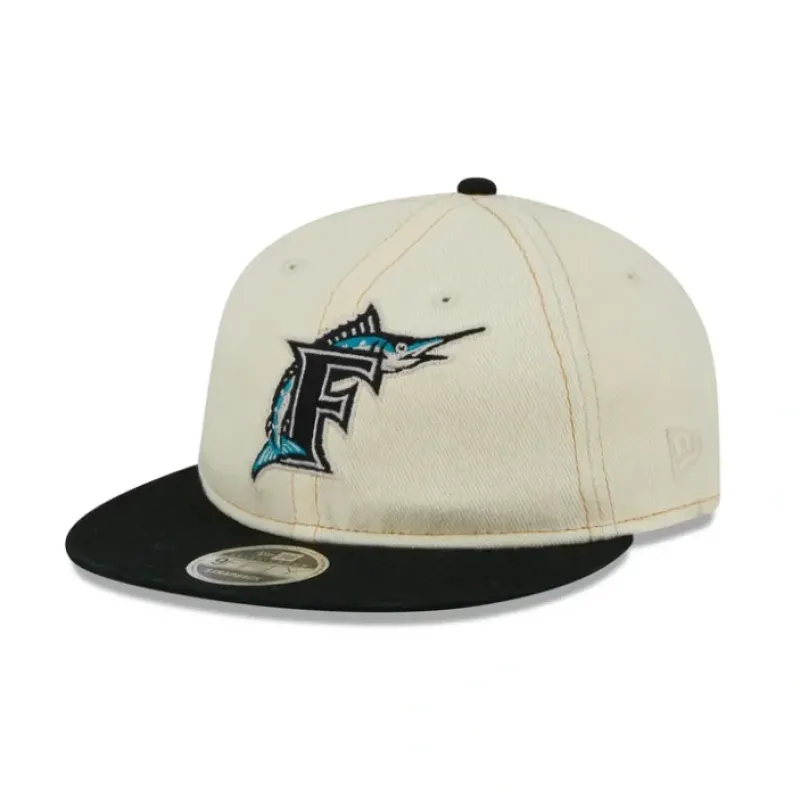 Best Miami Marlins Chrome Denim Retro Crown 9FIFTY Adjustable Hat - KTGCaps - Baseball caps for various teams, purchased online at a discount