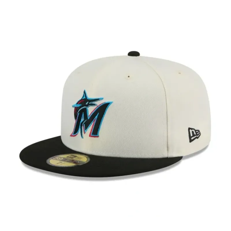 Shop Miami Marlins Chrome 59FIFTY Fitted Hat - KTGCaps - Baseball caps for various teams, purchased online at a discount