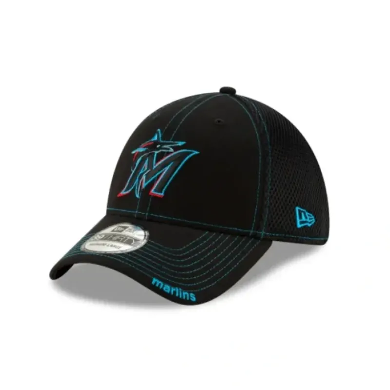 Best Sale Miami Marlins NEO 39THIRTY Stretch Fit Hat - KTGCaps - Baseball caps for various teams, purchased online at a discount
