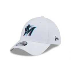 Clearance Miami Marlins Optic White 39THIRTY Stretch Fit Hat - KTGCaps - Baseball caps for various teams, purchased online at a discount