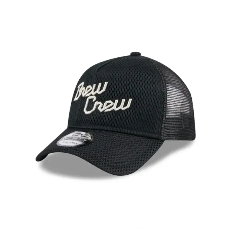 Outlet Milwaukee Brewers City Mesh 9FORTY AFrame Trucker Hat - KTGCaps - Baseball caps for various teams, purchased online at a discount