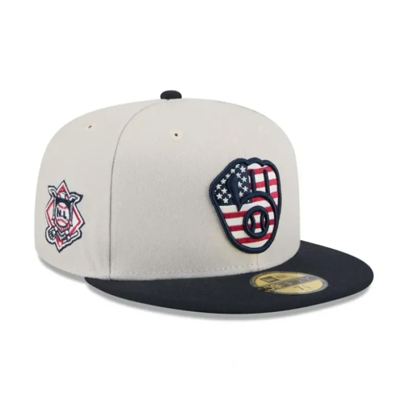 Online Milwaukee Brewers Independence Day 2024 59FIFTY Fitted Hat - KTGCaps - Baseball caps for various teams, purchased online at a discount