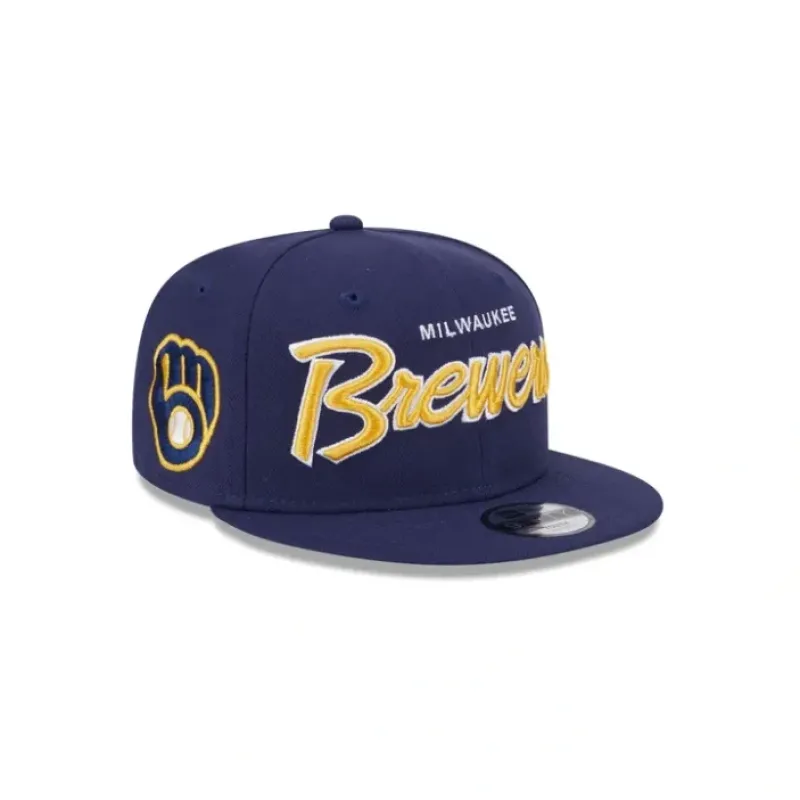 Outlet Milwaukee Brewers Script Kids 9FIFTY Snapback Hat - KTGCaps - Baseball caps for various teams, purchased online at a discount
