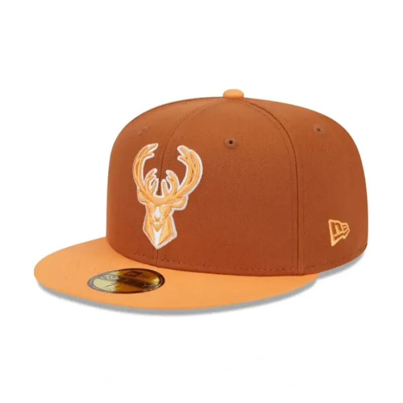Clearance Milwaukee Bucks Color Pack Earthy Brown 59FIFTY Fitted Hat - KTGCaps - Baseball caps for various teams, purchased online at a discount