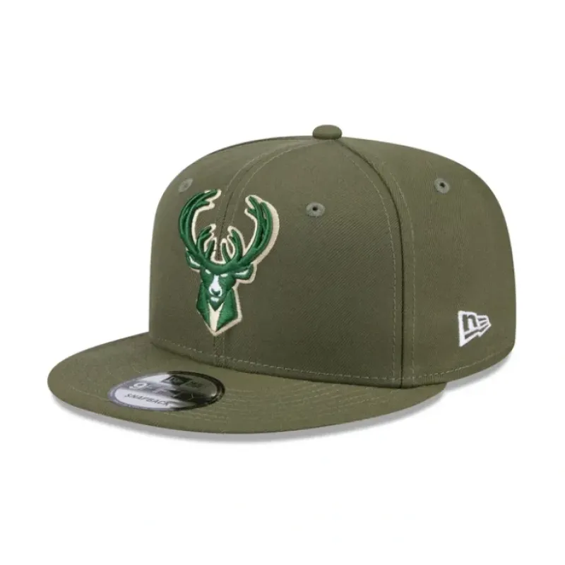 Store Milwaukee Bucks Olive 9FIFTY Snapback Hat - KTGCaps - Baseball caps for various teams, purchased online at a discount
